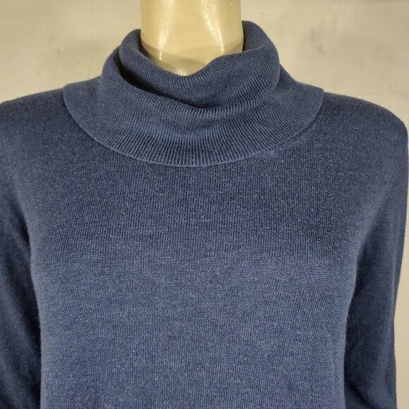 Magaschoni dark blue Turtleneck lightweight pullover sweater ladies Medium - Picture 2 of 6